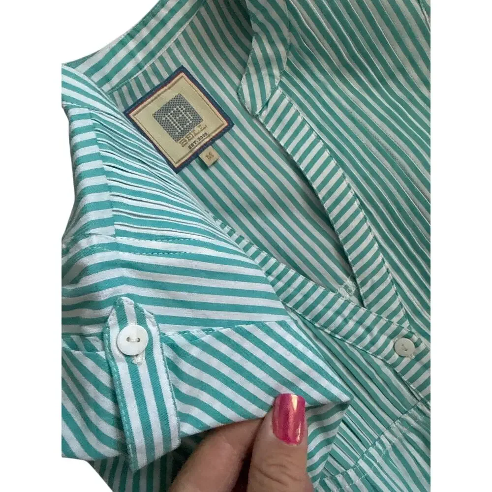 Bell by Alicia Bell Kat Mini‎ Dress Green & White Preppy Striped Size Medium - Picture 7 of 12